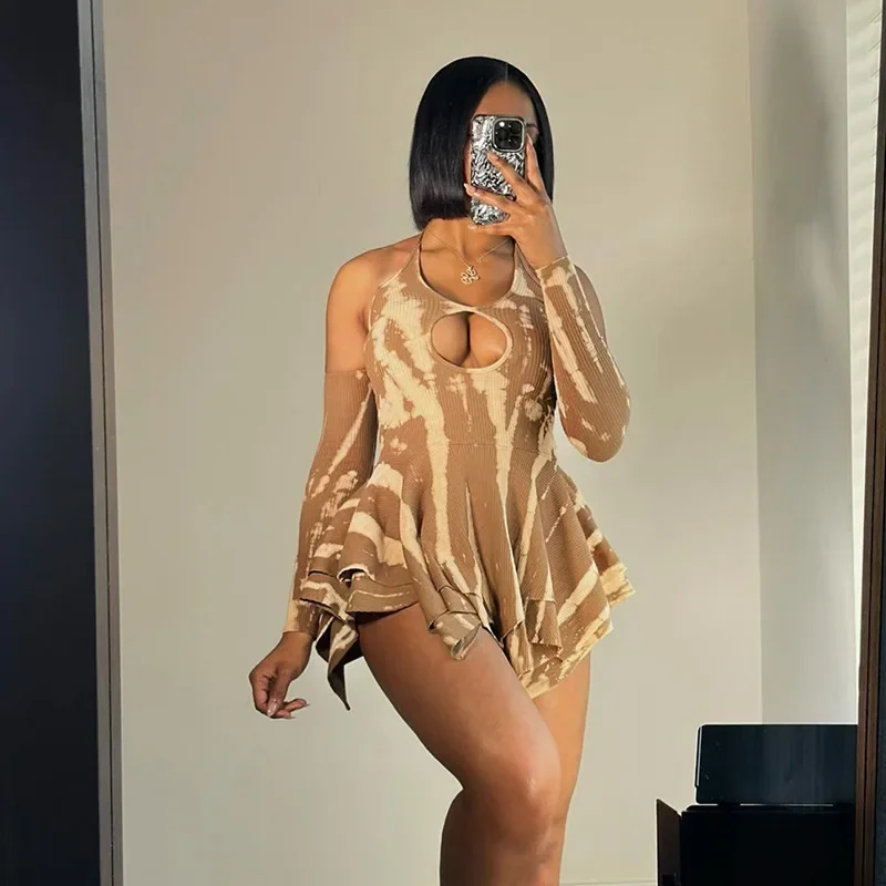 Ruffle Halter Printed Short Dress 2024 Summer Sexy Off Shoulder Long Sleeve Hollow Out Vestidos Party Club Streetwear
Ruffle Halter Printed Short Dress 2024 Summer Sexy Off Shoulder Long Sleeve Hollow Out Vestidos Party Club Streetwear