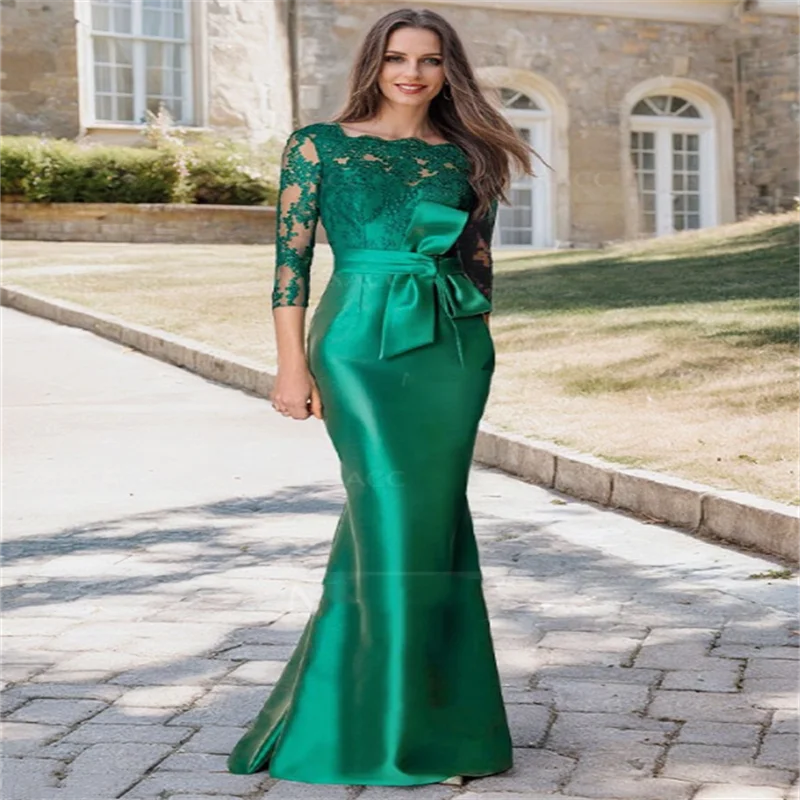 Green Wedding Guest Dresses for Women 3/4 Sleeves Lace Applique Luxury Mother of the Bride Dress Mermaid Belt O Neck Party Gown
Green Wedding Guest Dresses for Women 3/4 Sleeves Lace Applique Luxury Mother of the Bride Dress Mermaid Belt O Neck Party Gown