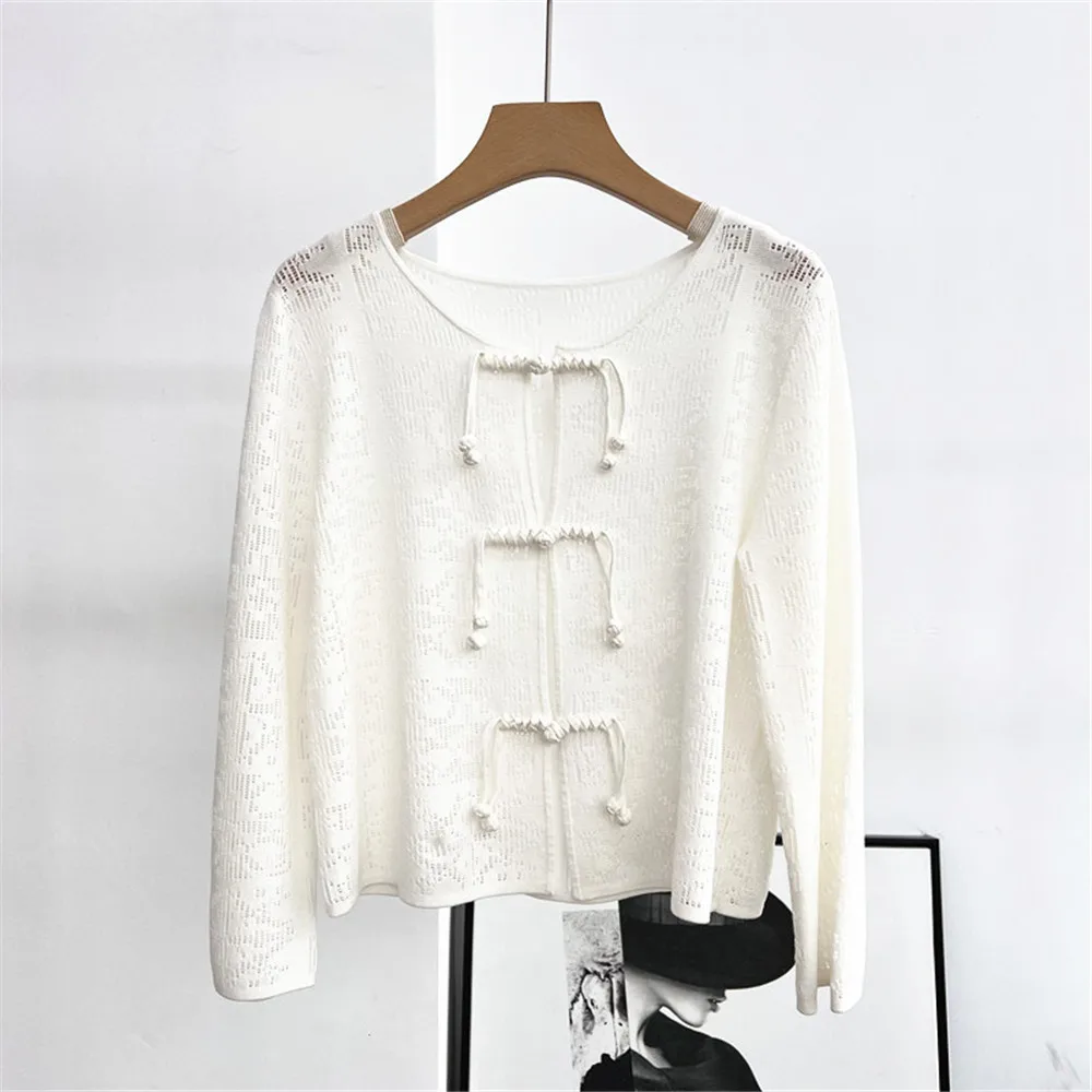 25 Summer Handmade Woven Pan Buckle Round Neck Long Sleeve Loose Hollow Cotton Women's Knitted Cardigan
25 Summer Handmade Woven Pan Buckle Round Neck Long Sleeve Loose Hollow Cotton Women's Knitted Cardigan