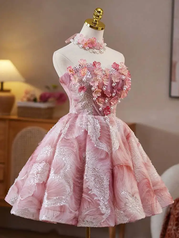 Pink Puff Skirt Sweet Girl Style Short Dress Formal Gown High-end Party Birthday Dress Strapless Princess Dresses
Pink Puff Skirt Sweet Girl Style Short Dress Formal Gown High-end Party Birthday Dress Strapless Princess Dresses