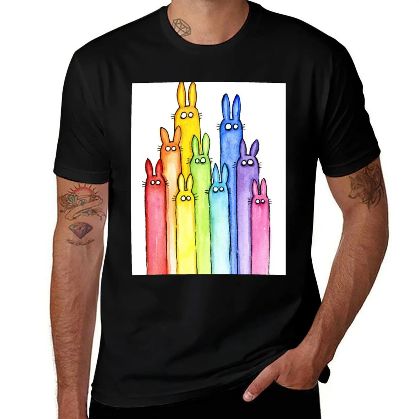 Rainbow of Bunny Rabbits Watercolor T-Shirt men t shirt cotton 100% printed t shirts for man T-Shirt
Rainbow of Bunny Rabbits Watercolor T-Shirt men t shirt cotton 100% printed t shirts for man T-Shirt