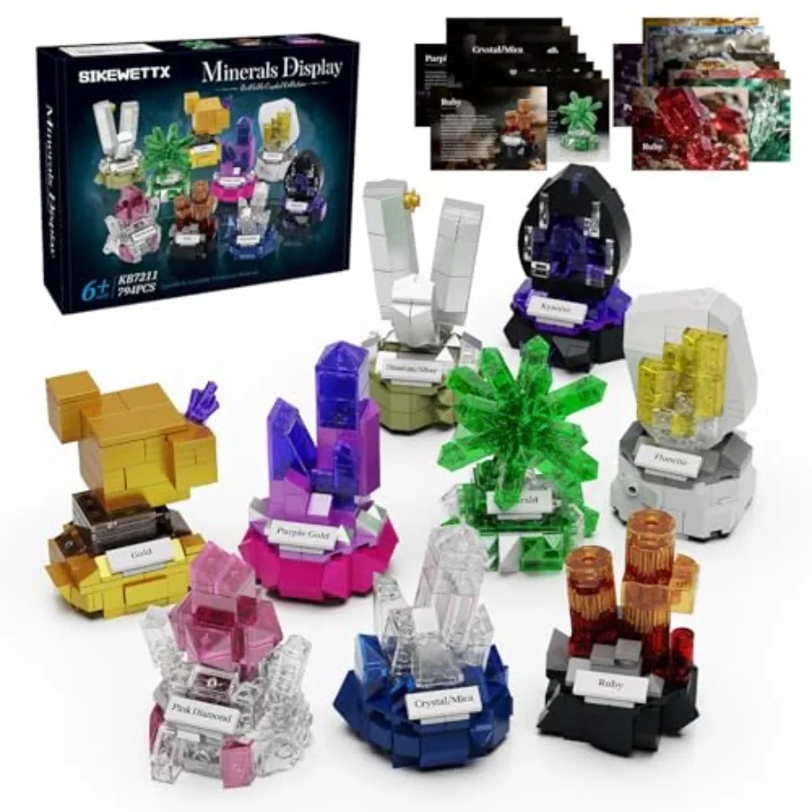 Mineral Display Building Blocks Set 794pcs, 9 Pack Gemstone Models, Crystal Rock Collection STEM Geology Bonsai Gems Home Offic
Mineral Display Building Blocks Set 794pcs, 9 Pack Gemstone Models, Crystal Rock Collection STEM Geology Bonsai Gems Home Offic