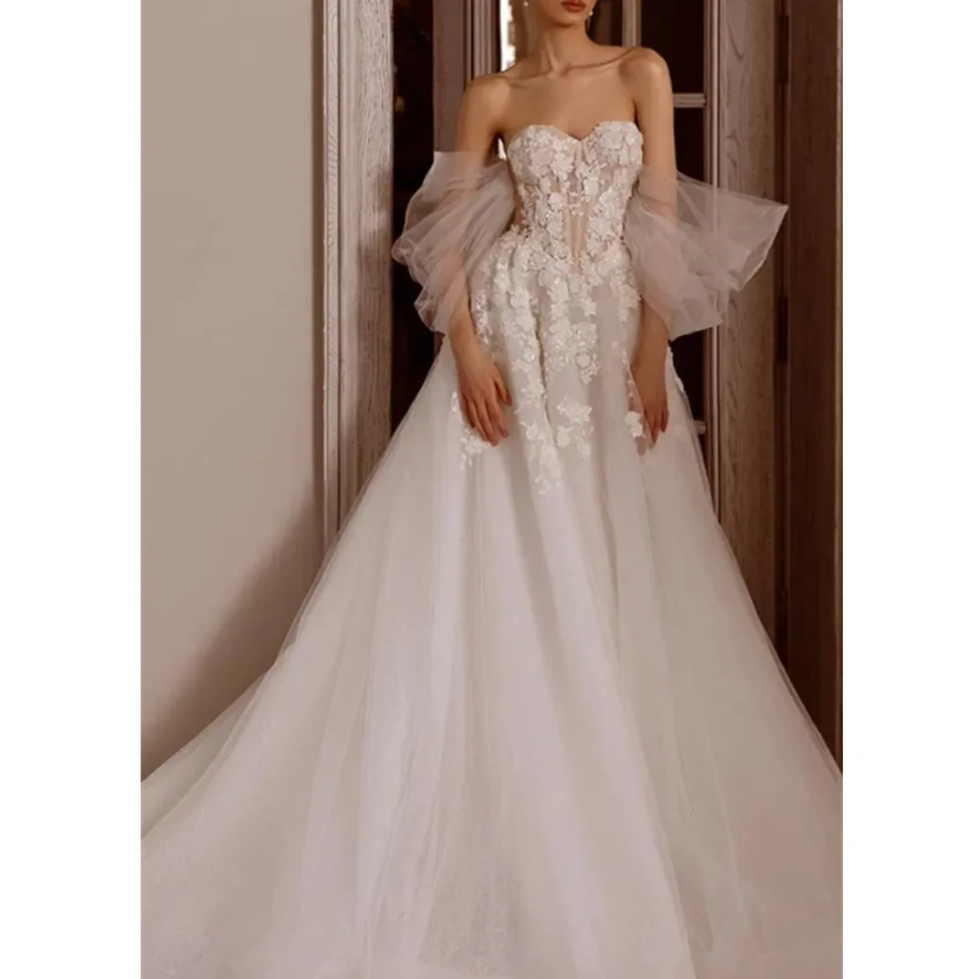 Classic Luxury a Line applique Wedding dress Sexy side slit Sweetheart Halter Gown Mary Custom Fashion Bridal Dress 2024
Classic Luxury a Line applique Wedding dress Sexy side slit Sweetheart Halter Gown Mary Custom Fashion Bridal Dress 2024