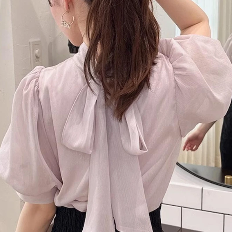 Japanese Elegant Bow Puff Shoulder Sleeve Blouse Shirts Solid All-match Office Lady Top 2025 Spring New Casual Blusas Mujer
Japanese Elegant Bow Puff Shoulder Sleeve Blouse Shirts Solid All-match Office Lady Top 2025 Spring New Casual Blusas Mujer
