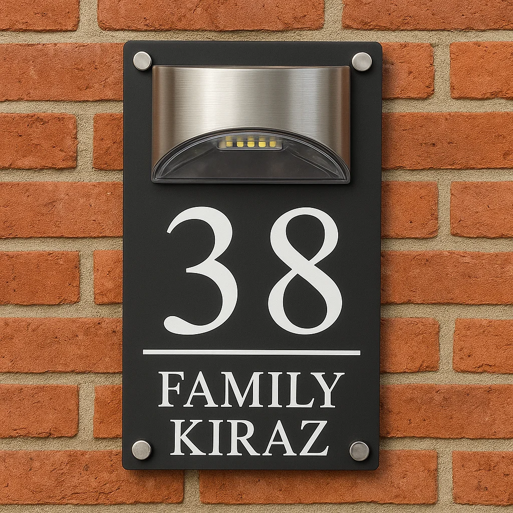 Modern Personalized House Number Led Solar Outdoor Light Sign HD Print Acrylic Address Plaque 3D Digital Wall Signs Name Plate
Modern Personalized House Number Led Solar Outdoor Light Sign HD Print Acrylic Address Plaque 3D Digital Wall Signs Name Plate