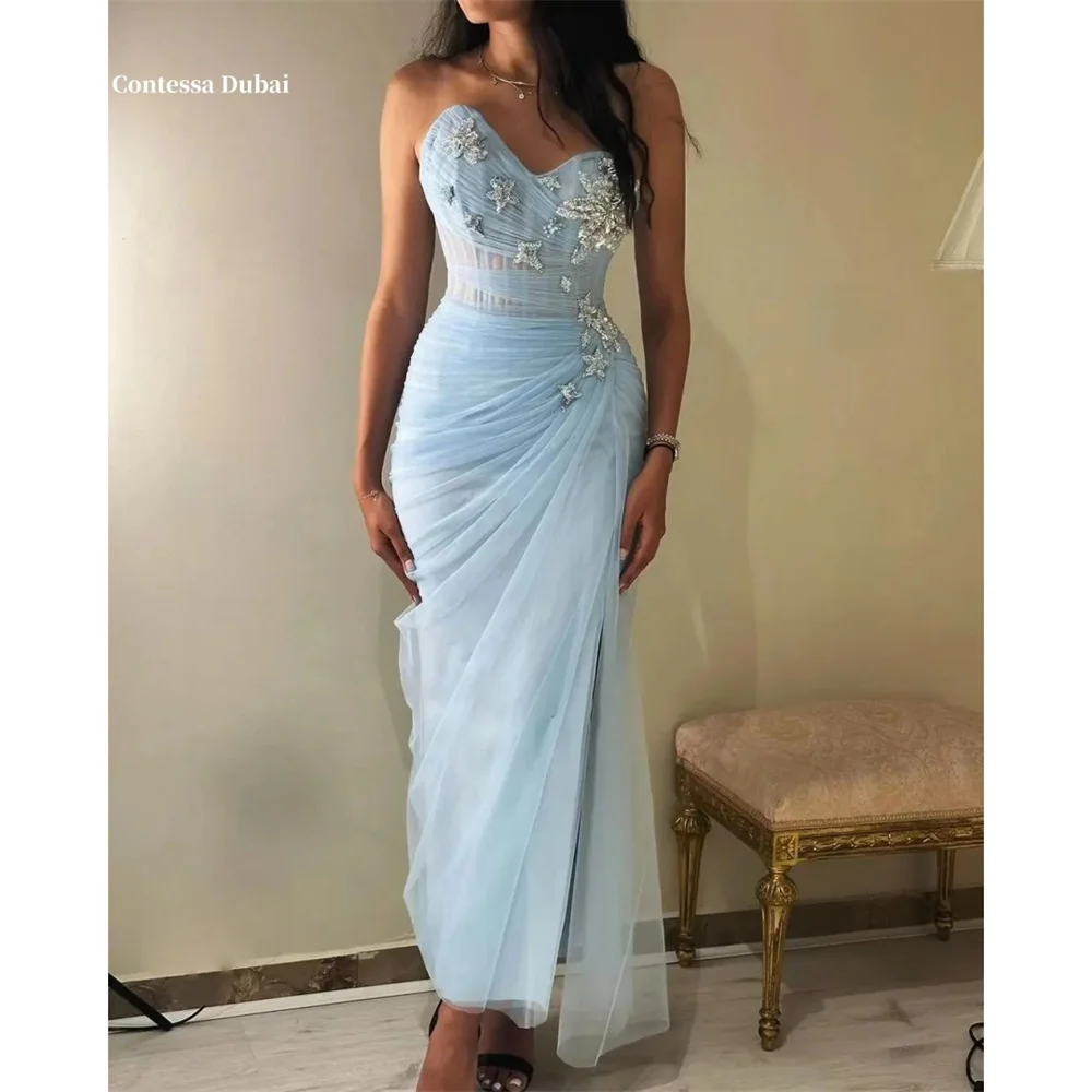 Contessa Dubai Sky Blue Star-Shaped Shiny Decorative Prom Dresses Sleeveless Slit فساتين سهراتSweetheart Neck Srobes de soirée
Contessa Dubai Sky Blue Star-Shaped Shiny Decorative Prom Dresses Sleeveless Slit فساتين سهراتSweetheart Neck Srobes de soirée