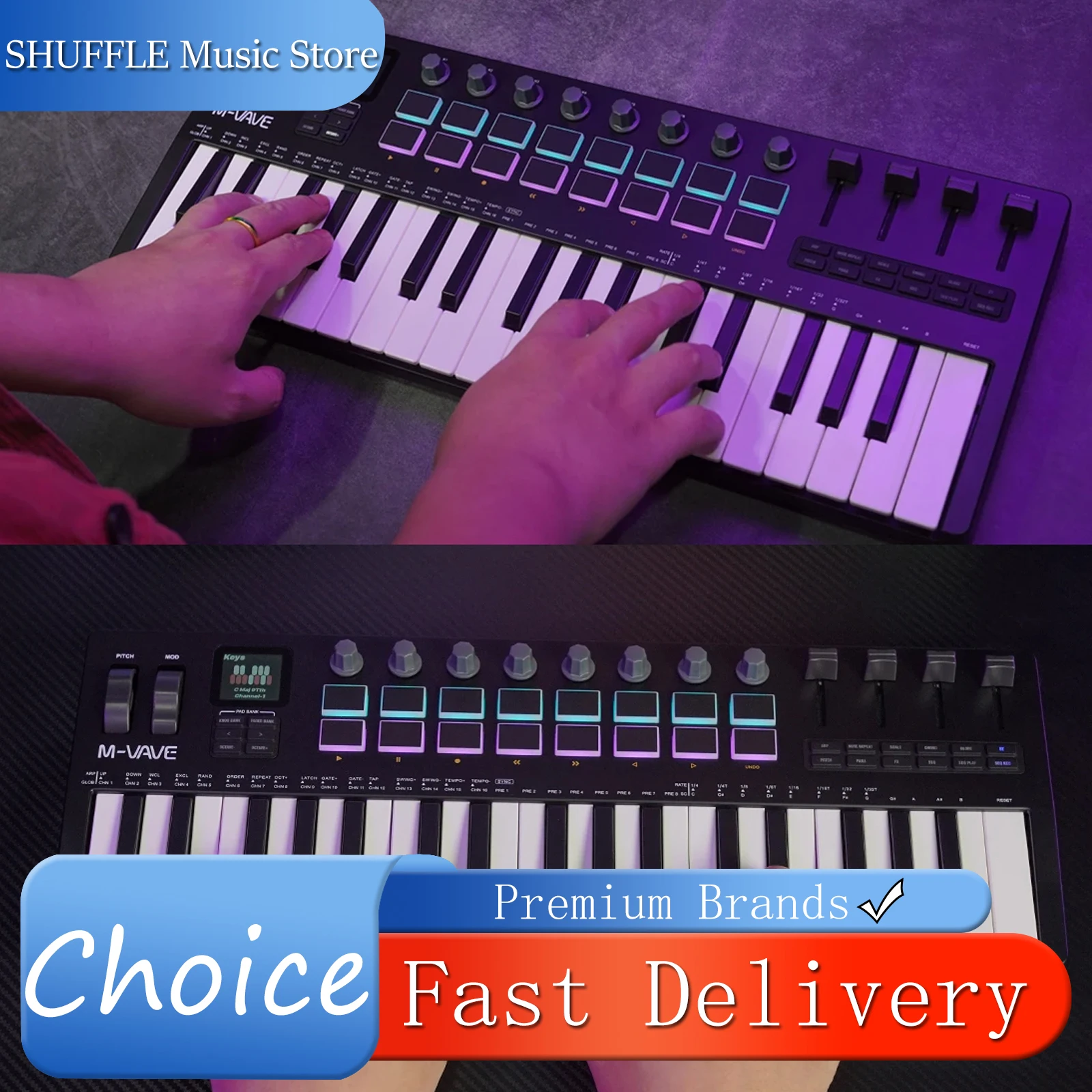 M-VAVE SMK-37 PRO 37-Key Portable MIDI Controller Black White 16 RGB Pads 8 Knobs Built-in Synthesizer Keyboard Musical Parts
M-VAVE SMK-37 PRO 37-Key Portable MIDI Controller Black White 16 RGB Pads 8 Knobs Built-in Synthesizer Keyboard Musical Parts