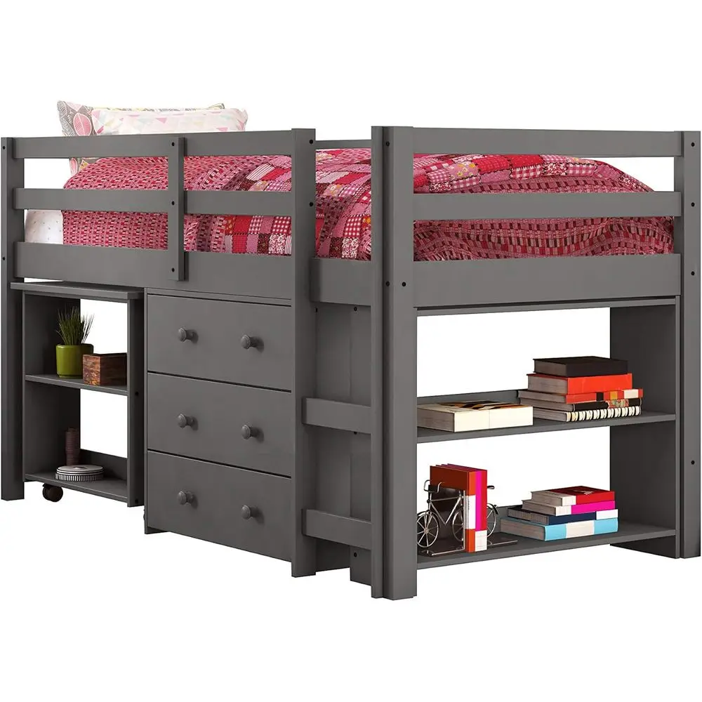Contemporary Twin-Size Low Loft Bed in Grey Finish
Contemporary Twin-Size Low Loft Bed in Grey Finish