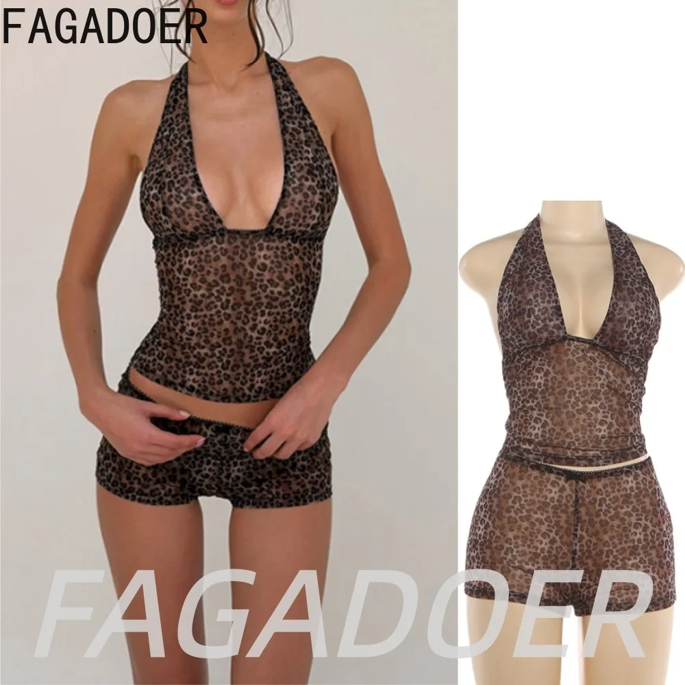 FAGADOER New Sexy Leopard Print Shorts Two Piece Sets Summer Hot Girl V Neck Halter Crop Top and Low-rise Shorts Outfits 2026
FAGADOER New Sexy Leopard Print Shorts Two Piece Sets Summer Hot Girl V Neck Halter Crop Top and Low-rise Shorts Outfits 2026