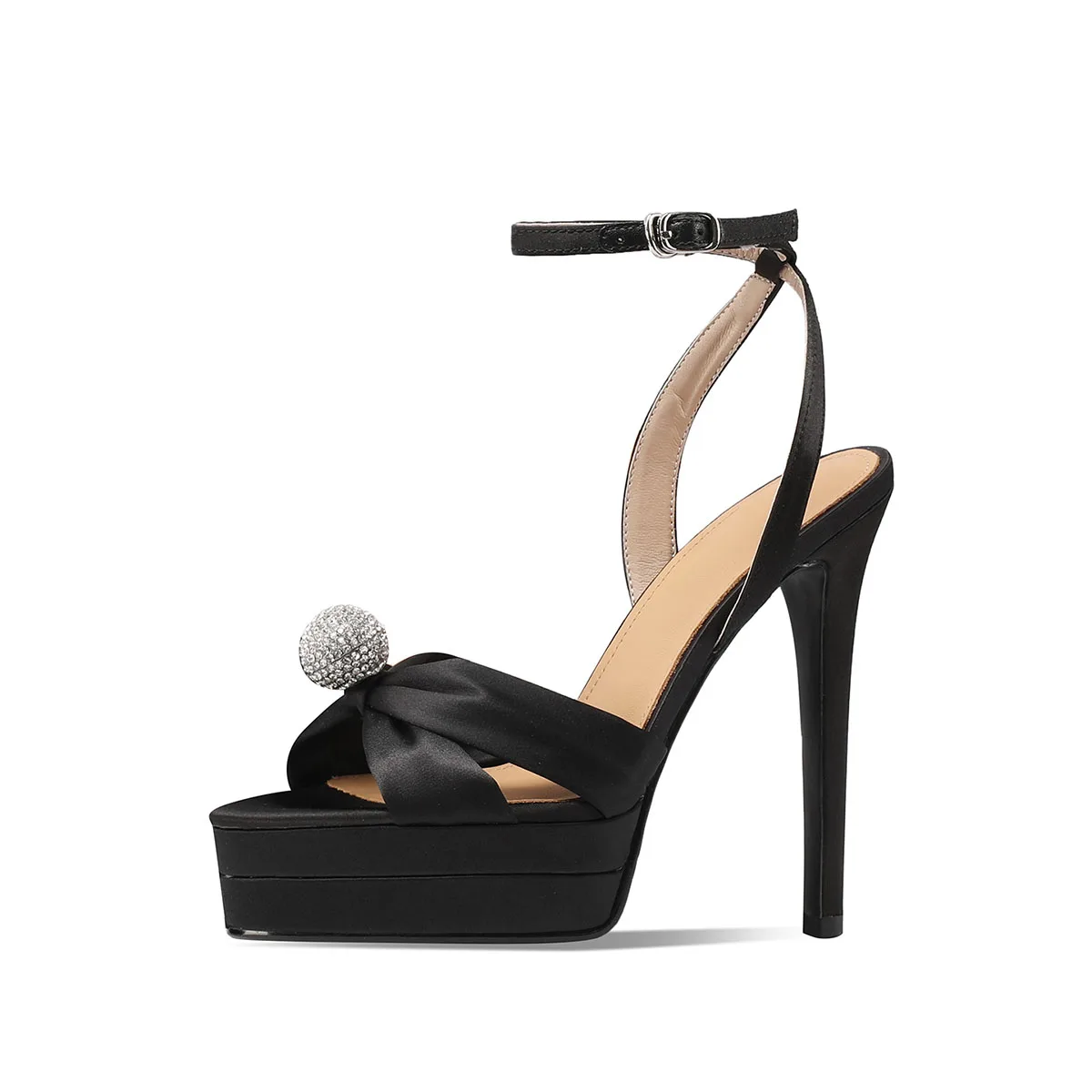 Arden Furtado Summer black silk Platform Crystal Banquet shoes round toe Super high heel Sexy word-cingulate Sandals Large size
Arden Furtado Summer black silk Platform Crystal Banquet shoes round toe Super high heel Sexy word-cingulate Sandals Large size