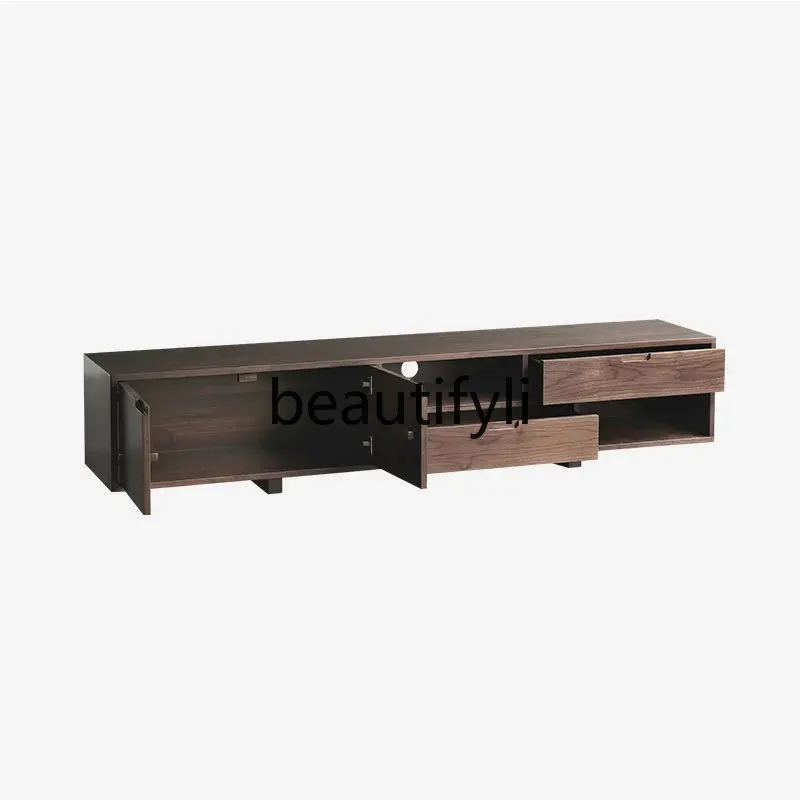 Nordic black walnut TV cabinet living room solid wood coffee table combination storage small floor cabinet
Nordic black walnut TV cabinet living room solid wood coffee table combination storage small floor cabinet