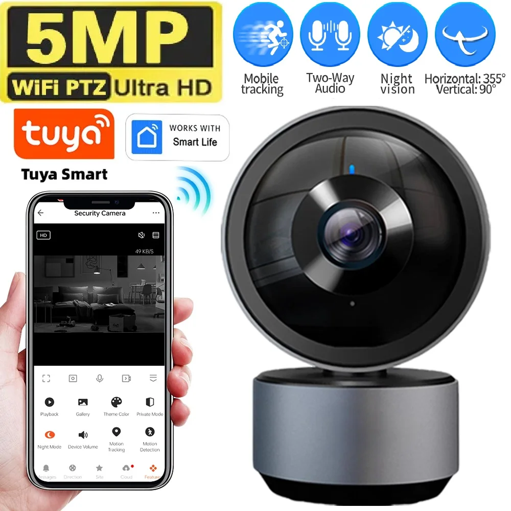 Tuya Wifi HD Baby Monitor IP Camera 5MP Night Vision Two-Way Audio Auto Tracking Video Surveillance Camera Cloud Smart Home Came
Tuya Wifi HD Baby Monitor IP Camera 5MP Night Vision Two-Way Audio Auto Tracking Video Surveillance Camera Cloud Smart Home Came