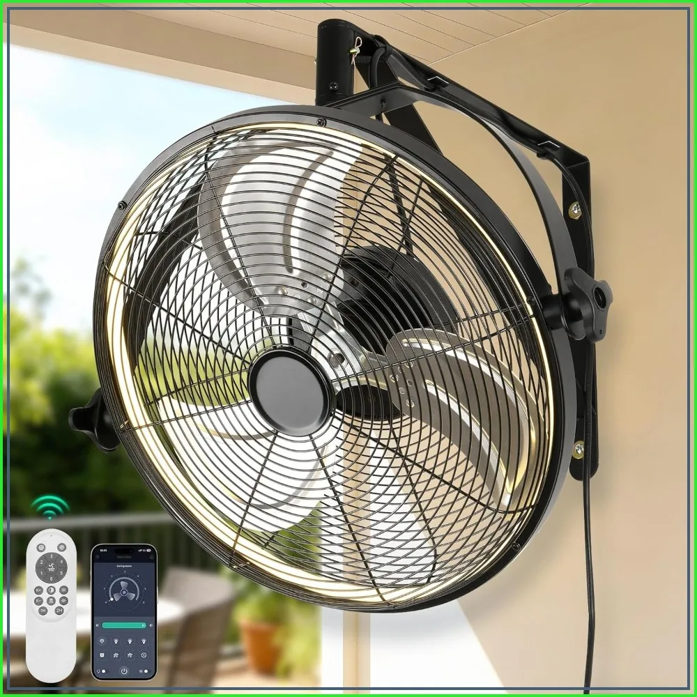 20 Inch Wall Mount Fan with Lights, 6-Speed High Velocity Wall Fan Dimmable, 360° Adjustable Tilt Outdoor Fan for Patio, Garage, Workshop, Commercial, Black
20 Inch Wall Mount Fan with Lights, 6-Speed High Velocity Wall Fan Dimmable, 360° Adjustable Tilt Outdoor Fan for Patio, Garage, Workshop, Commercial, Black