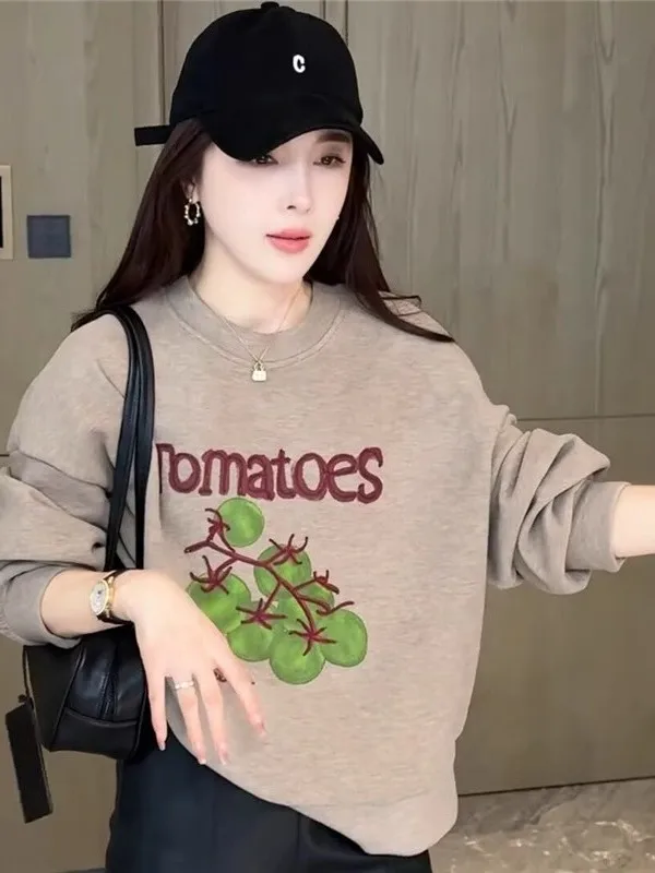 Loose Fit Long Sleeve round Neck Hoodie Women's Thickened Autumn Winter Fashion Korean Style Casual Versatile Warm Top
Loose Fit Long Sleeve round Neck Hoodie Women's Thickened Autumn Winter Fashion Korean Style Casual Versatile Warm Top