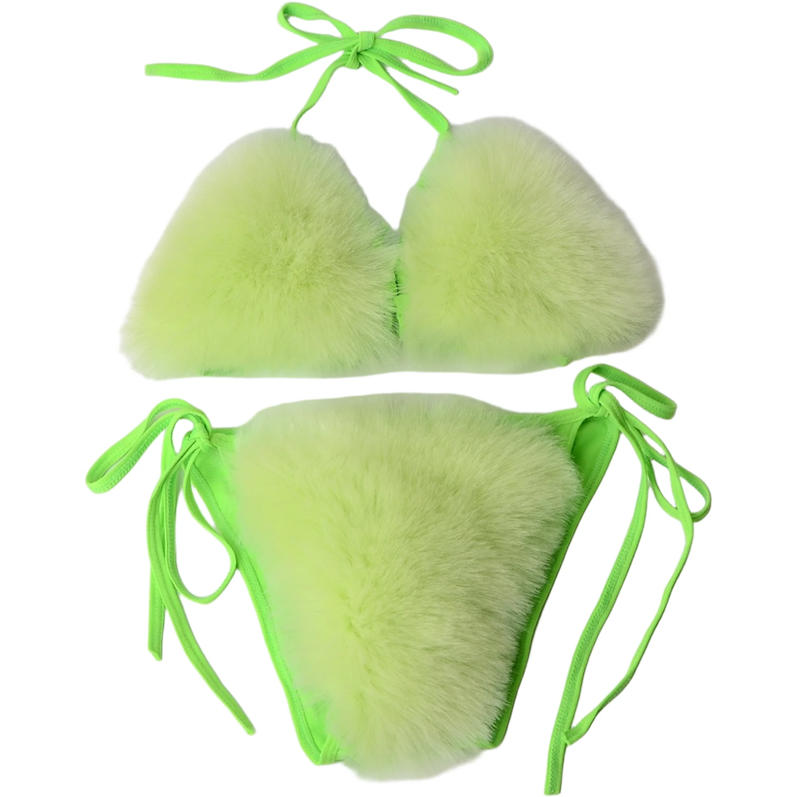 Womens Fuzzy Plush Lingerie Set Detachable Faux Fur Part Halter Bra Top And Briefs Lace-up Bikini Bathing Suit Tempting Clubwear
Womens Fuzzy Plush Lingerie Set Detachable Faux Fur Part Halter Bra Top And Briefs Lace-up Bikini Bathing Suit Tempting Clubwear