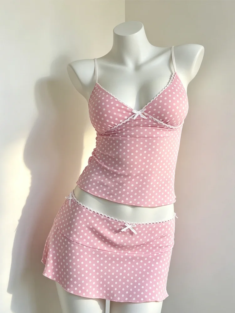 Summer Sweet INS Aesthetic Wave Point Lace Edge Strap Short Skirt Set Pure Desire Wind Bow Can Wear Outward Two Piece
Summer Sweet INS Aesthetic Wave Point Lace Edge Strap Short Skirt Set Pure Desire Wind Bow Can Wear Outward Two Piece