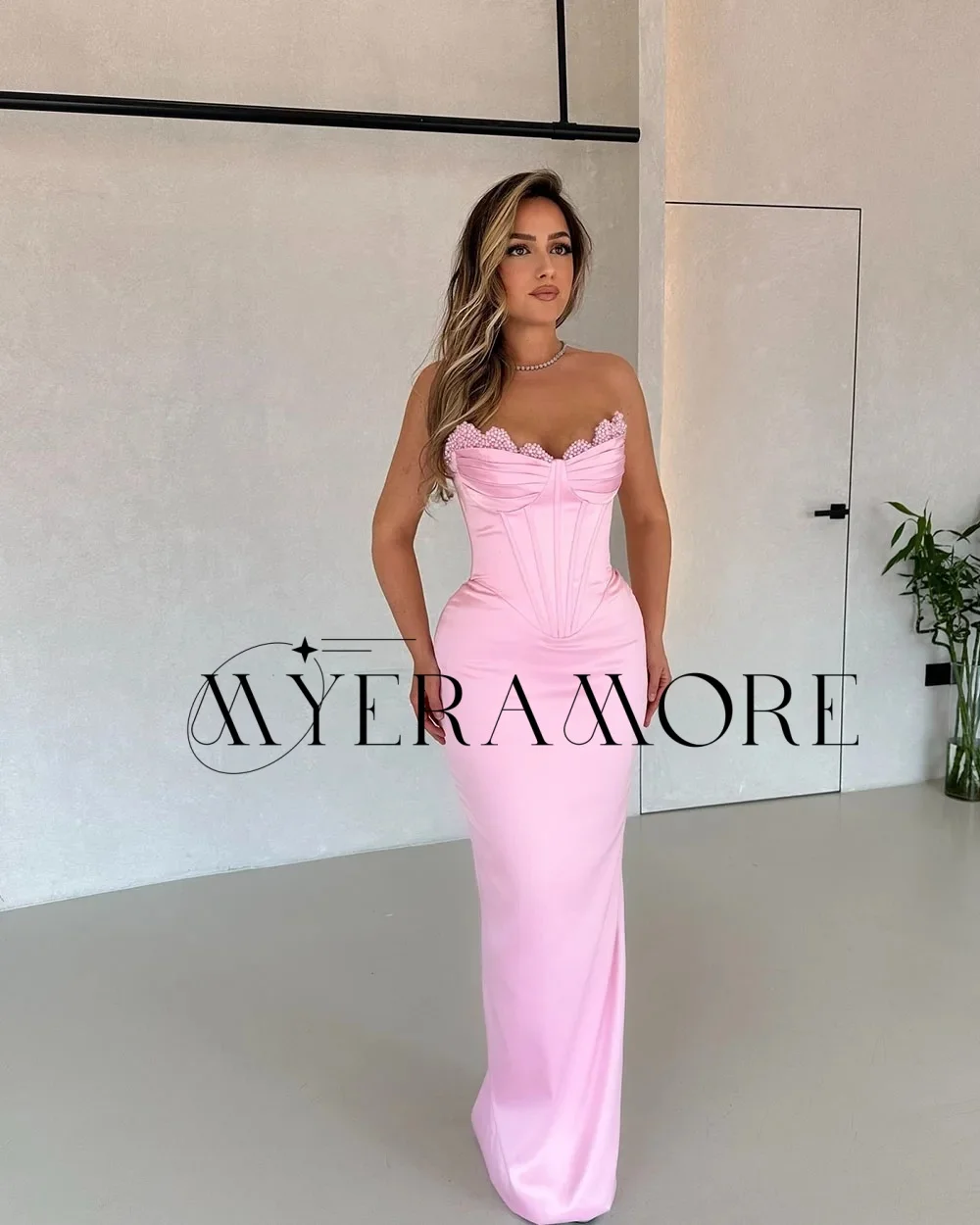 Simple Pink Mermaid Evening Dresses Sweetheart Beaded Women Party Prom Gowns Customized robes de soirée
Simple Pink Mermaid Evening Dresses Sweetheart Beaded Women Party Prom Gowns Customized robes de soirée