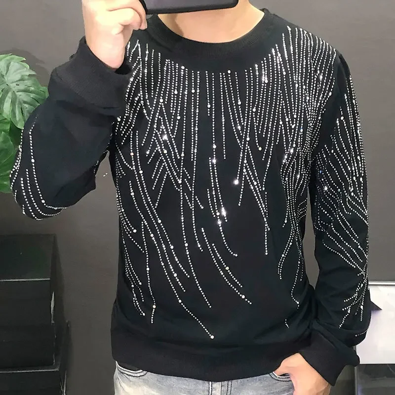 Fall Shiny Hot Drilling T Shirt Homme Streetwear Pullover Men Personality Club Outfits Stage Sequin Rhinestones Men Tshirt
Fall Shiny Hot Drilling T Shirt Homme Streetwear Pullover Men Personality Club Outfits Stage Sequin Rhinestones Men Tshirt
