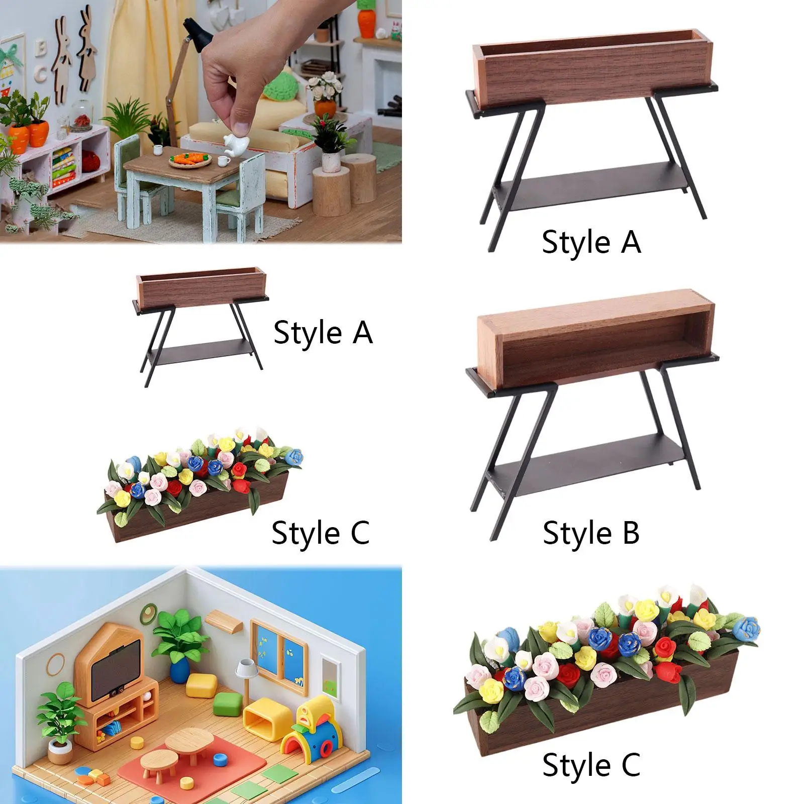 1/12 Dollhouse Miniature Flowerpot Stand Cute for Balcony Kids Living Room
1/12 Dollhouse Miniature Flowerpot Stand Cute for Balcony Kids Living Room