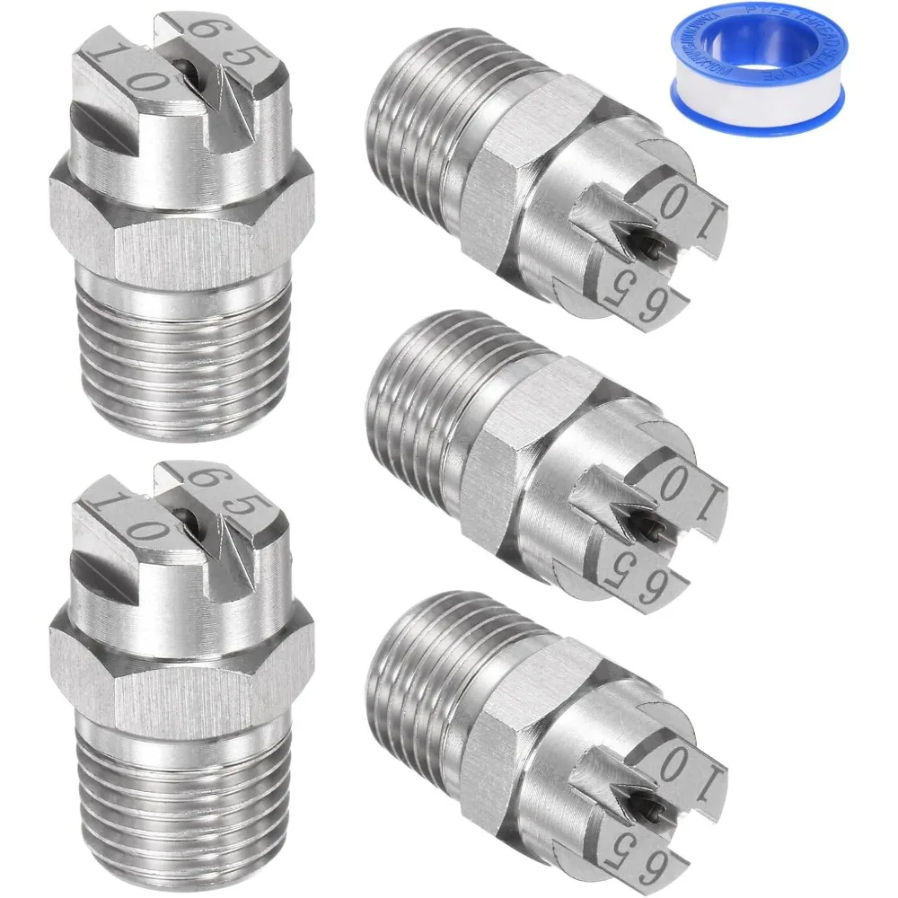 5-Pack Flat Fan Spray Tip, 65 Degree 1/4BSPT Male Stainless Steel Pressure Washer Nozzles Cleaner Nozzle Replacement W Sealing T
5-Pack Flat Fan Spray Tip, 65 Degree 1/4BSPT Male Stainless Steel Pressure Washer Nozzles Cleaner Nozzle Replacement W Sealing T