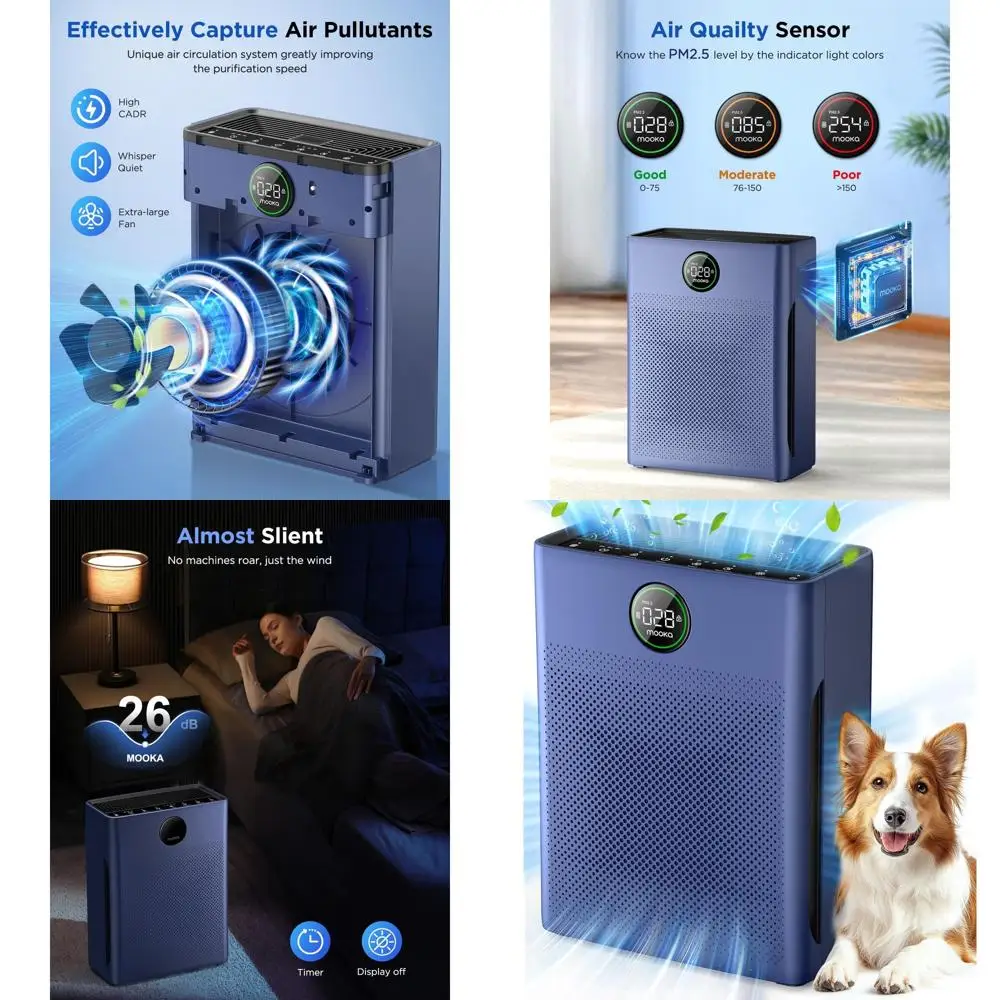 Большой очиститель воздуха для помещений с моющимся фильтром, подходит для владельцев домашних животных, с дисплеем PM2.5, идеально подходит для спален и офисов
Большой очиститель воздуха для помещений с моющимся фильтром, подходит для владельцев домашних животных, с дисплеем PM2.5, идеально подходит для спален и офисов