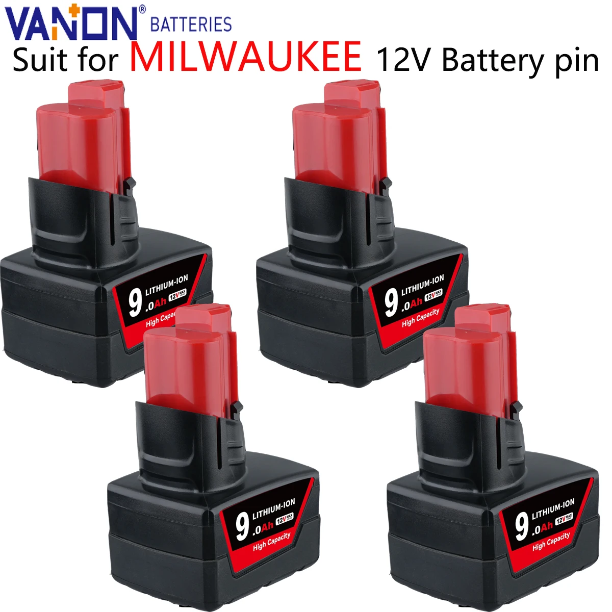 Vanon 4Pack 12V 9.0Ah M12 Lithium Battery Replace for Milwaukee XC 48-11-2410 48-11-2420 48-11-2411 Cordless Tools Battery pin
Vanon 4Pack 12V 9.0Ah M12 Lithium Battery Replace for Milwaukee XC 48-11-2410 48-11-2420 48-11-2411 Cordless Tools Battery pin