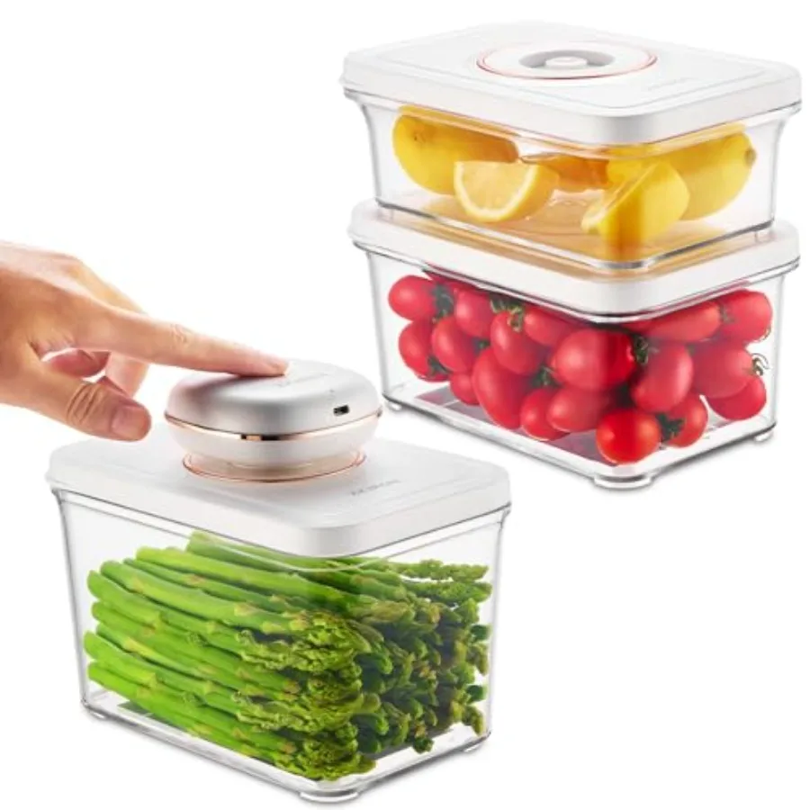 One-Touch Electric Vacuum Seal Food Storage Containers Set of 3 - Automatic Sealer Machine with Airtight Meal Prep Containers -
One-Touch Electric Vacuum Seal Food Storage Containers Set of 3 - Automatic Sealer Machine with Airtight Meal Prep Containers -