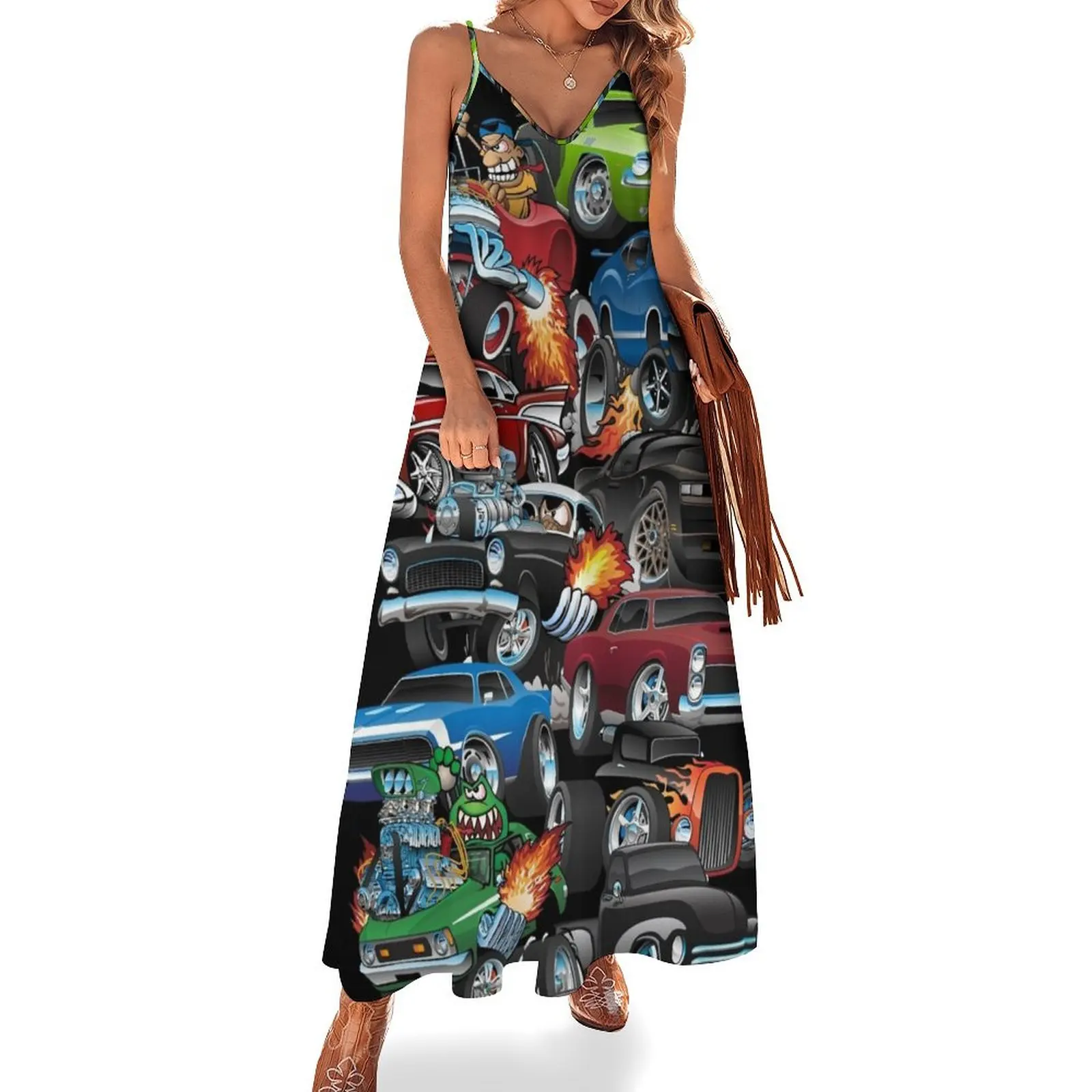 Car Madness! Muscle Cars and Hot Rods Cartoon Sleeveless Dress Dress for pregnant women dresses summer Female dress
Car Madness! Muscle Cars and Hot Rods Cartoon Sleeveless Dress Dress for pregnant women dresses summer Female dress