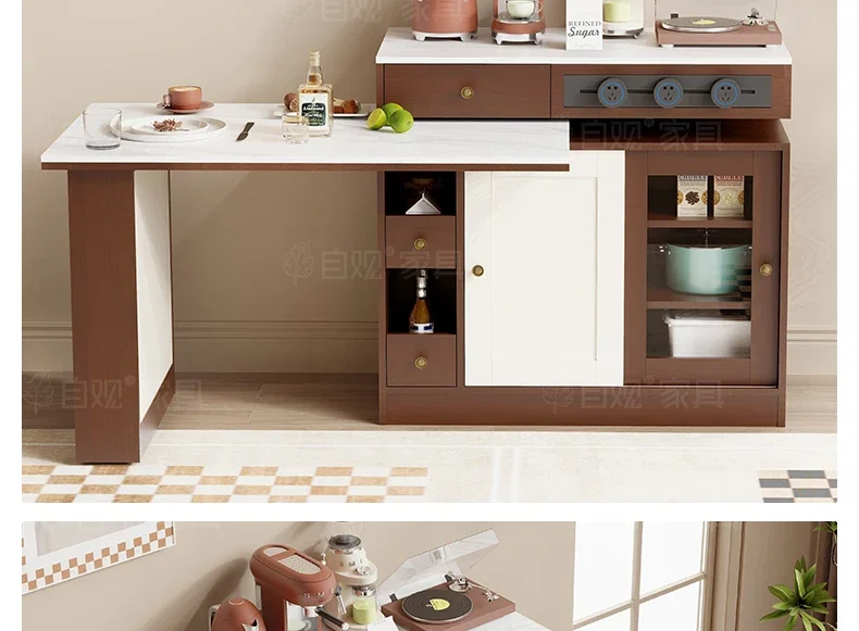 Retro living room island dining table rotatable multi-functional mobile side cabinet with rock slab medieval furniture
Retro living room island dining table rotatable multi-functional mobile side cabinet with rock slab medieval furniture
