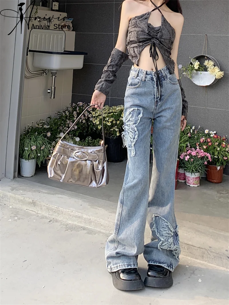 Harajuku Streetwear Retro Fashion Women High Waist Jeans Blue Butterfly Wide Leg Straight Loose Denim Trousers Y2K Baggy Pants
Harajuku Streetwear Retro Fashion Women High Waist Jeans Blue Butterfly Wide Leg Straight Loose Denim Trousers Y2K Baggy Pants
