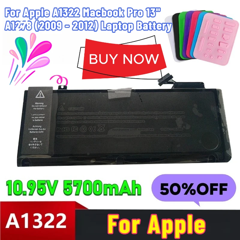 New 10.95V 5700mAh for Apple A1322 Macbook Pro 13" A1278 (2009 - 2012) Laptop Battery
New 10.95V 5700mAh for Apple A1322 Macbook Pro 13" A1278 (2009 - 2012) Laptop Battery