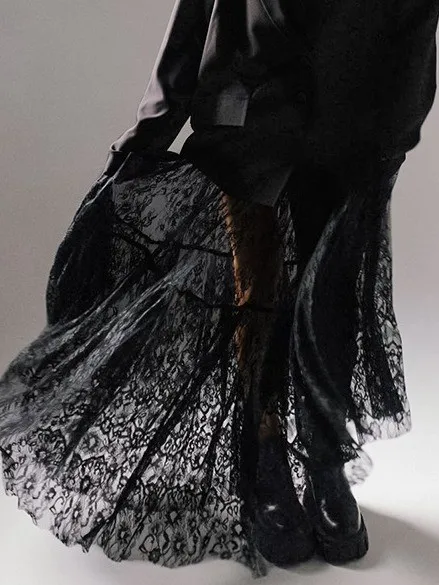 Spring Women's Clothing Lace Sheer High Waist Mesh Overlay Pleated Long Skirt For Woman Vintage Floral Nylon A Line Silhouette
Spring Women's Clothing Lace Sheer High Waist Mesh Overlay Pleated Long Skirt For Woman Vintage Floral Nylon A Line Silhouette