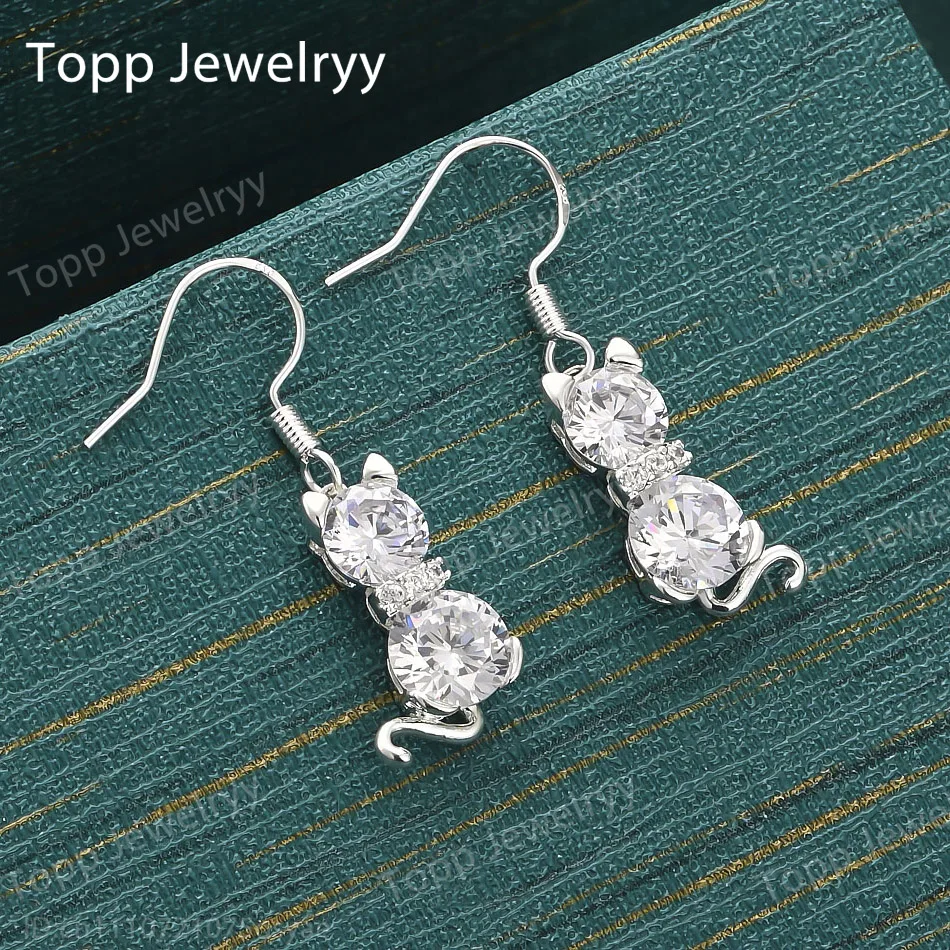 Elegant 925 Sterling Silver Cute Kitten Zircon Earrings for Women Fashion Wedding Party Gift Accessories
Elegant 925 Sterling Silver Cute Kitten Zircon Earrings for Women Fashion Wedding Party Gift Accessories