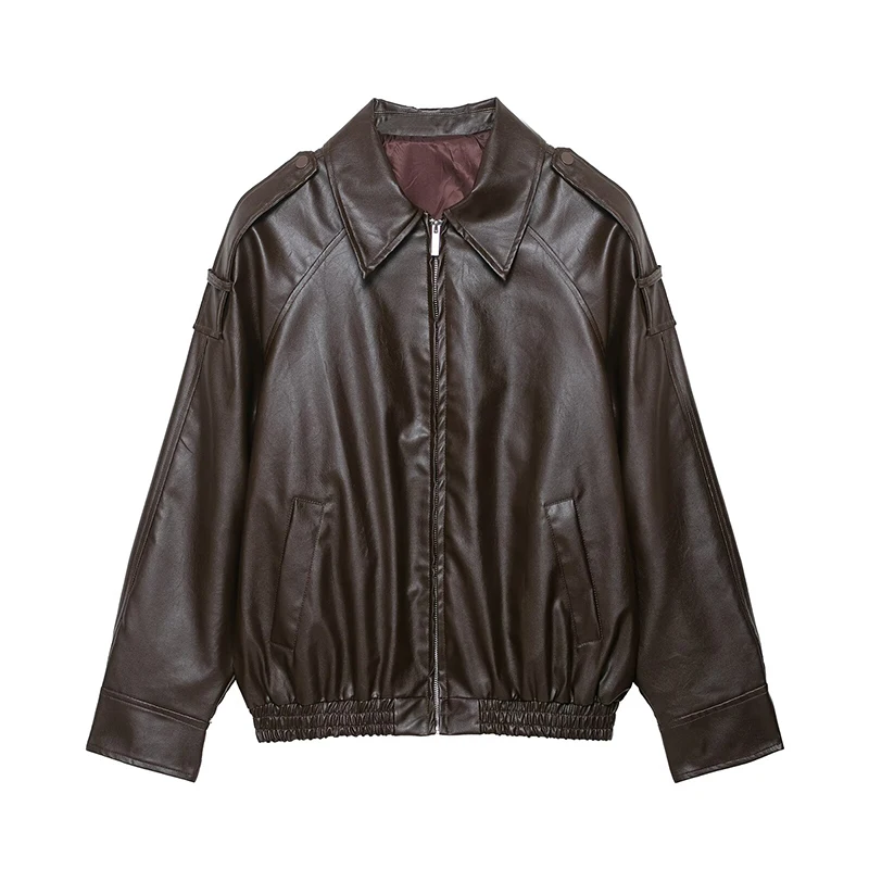 YENKYE New Women Autumn Winter Faux Leather Pilot Jacket Front Zipper Lapel Collar Long Sleeve Loose Coat Motorcycle Outfits
YENKYE New Women Autumn Winter Faux Leather Pilot Jacket Front Zipper Lapel Collar Long Sleeve Loose Coat Motorcycle Outfits