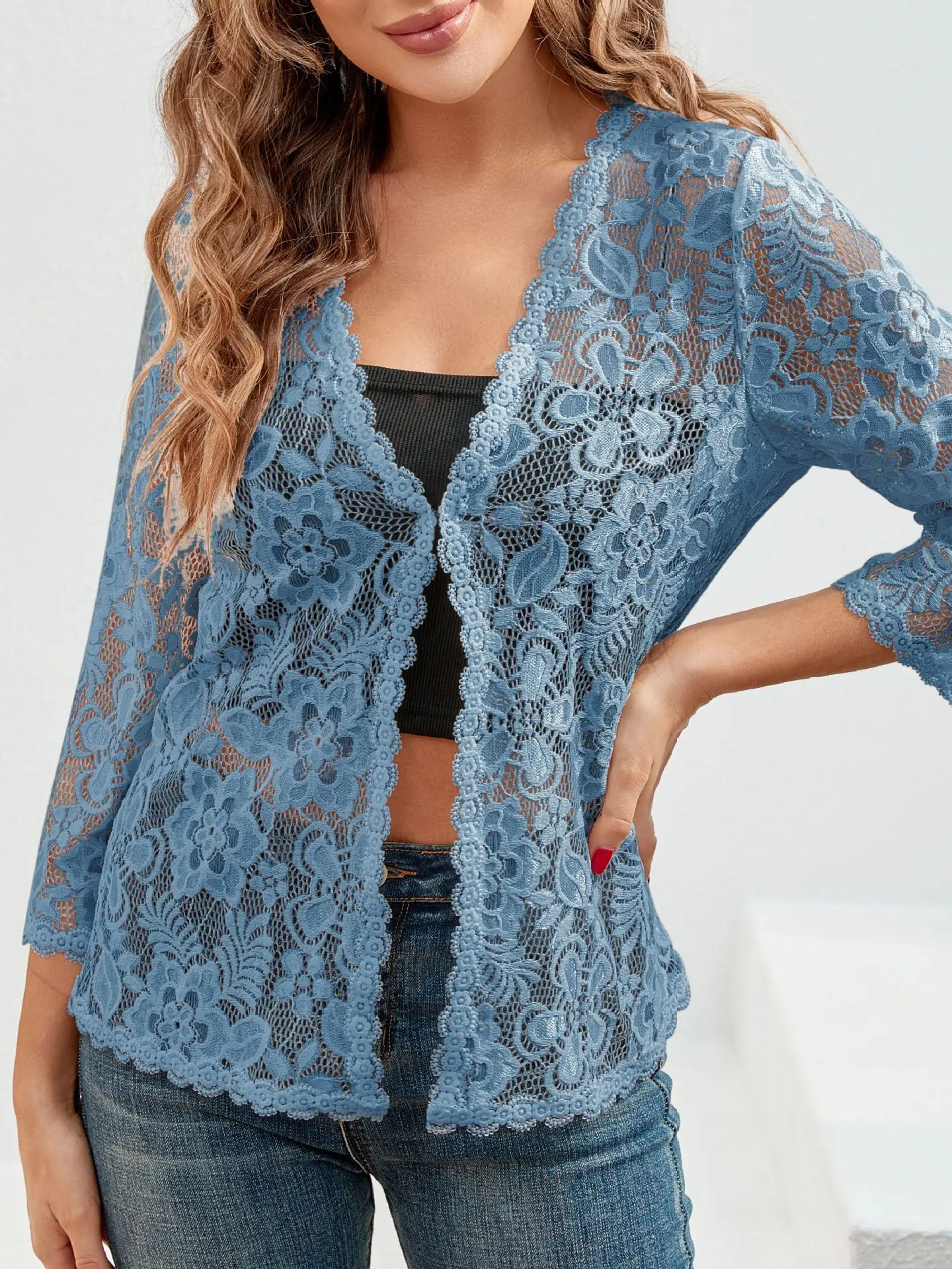 2026 Jumpers European and American Cardigan new loose and versatile sunscreen lace top with hollowed out perspective cardigan
2026 Jumpers European and American Cardigan new loose and versatile sunscreen lace top with hollowed out perspective cardigan