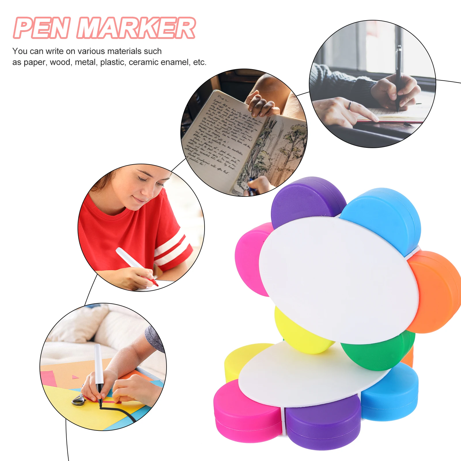 2PCS 6Color Petal Shape Highlighter Markers Pens for Students Writing Supplies Shaped Bright Colors No Leakage Quality
2PCS 6Color Petal Shape Highlighter Markers Pens for Students Writing Supplies Shaped Bright Colors No Leakage Quality