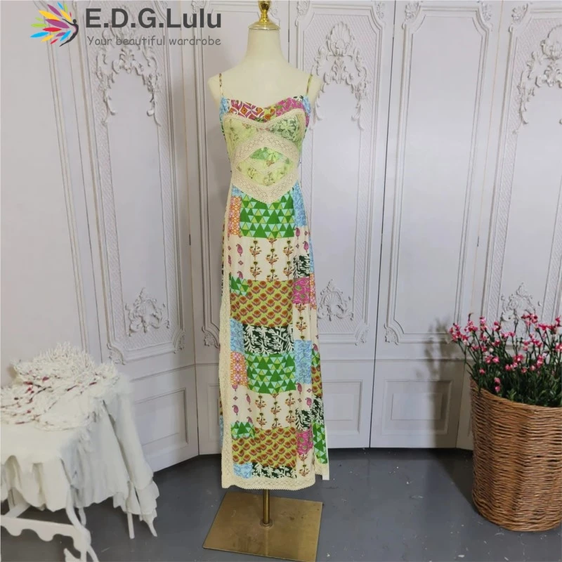 EDGLuLu 2026 New Leisure Seaside Holiday Vintage Floral Print Patchwork Lace Long Dresses Sleeveless Backless Camisole Dress0428
EDGLuLu 2026 New Leisure Seaside Holiday Vintage Floral Print Patchwork Lace Long Dresses Sleeveless Backless Camisole Dress0428