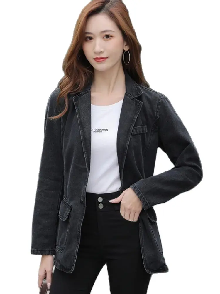 Women Denim Jacket Fashion Jeans Blazers Long Sleeve Black Casual Notched Outerwear Tops Coats Vintage Women's Clothing 2024
Women Denim Jacket Fashion Jeans Blazers Long Sleeve Black Casual Notched Outerwear Tops Coats Vintage Women's Clothing 2024