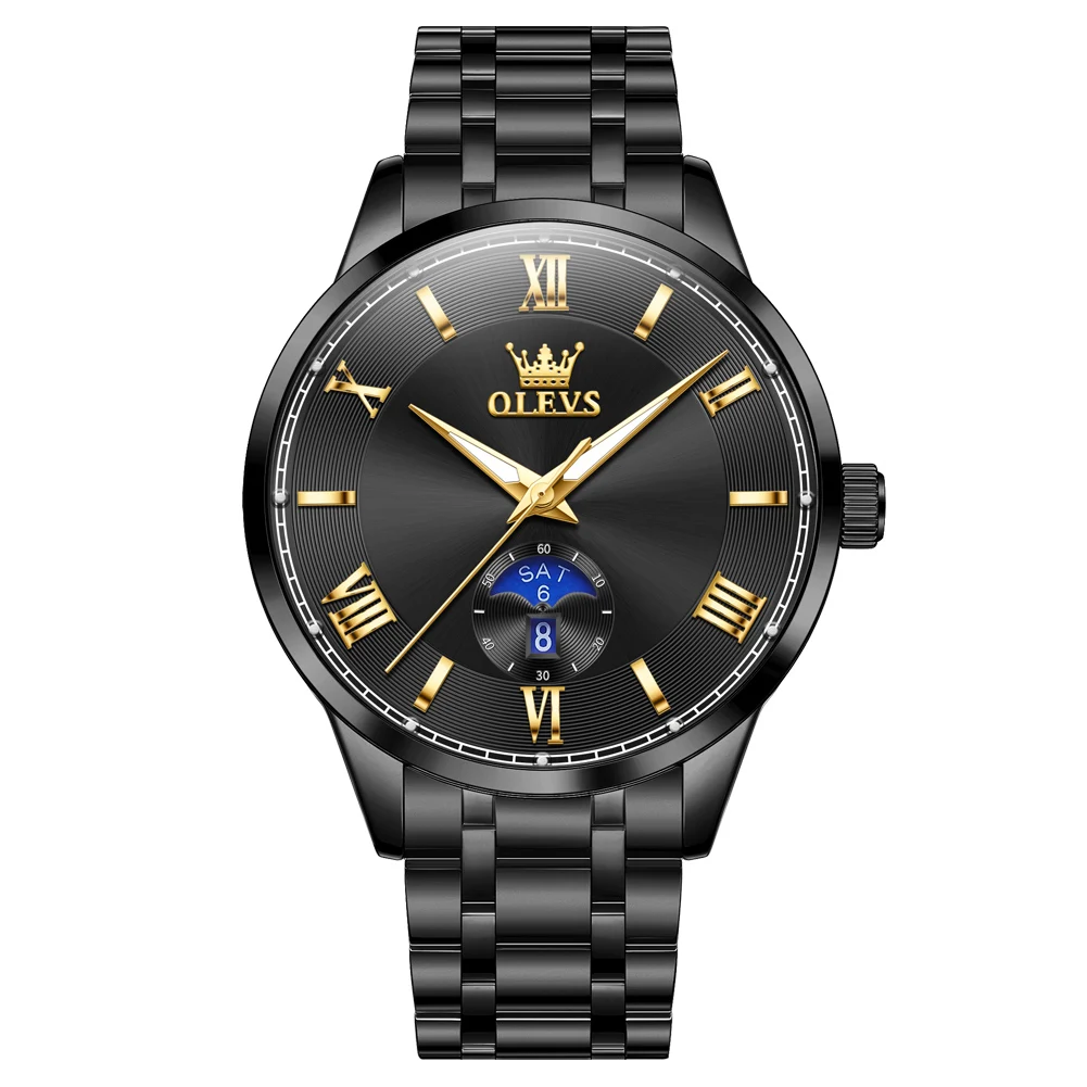 OLEVS Sports Men Watch Black Stainless Steel Strap Black Dial Week Date Calendar Waterproof Male Wristwatch Relogio Masculino
OLEVS Sports Men Watch Black Stainless Steel Strap Black Dial Week Date Calendar Waterproof Male Wristwatch Relogio Masculino