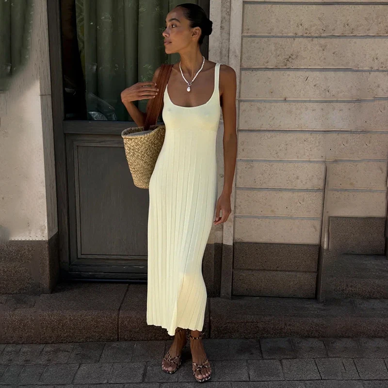 Typhaland Fashion Knitted Long Dress For Women Sleeveless Slim Summer Vacation Sexy Plunge Rib Knit Dress Elegant Dress Lady
Typhaland Fashion Knitted Long Dress For Women Sleeveless Slim Summer Vacation Sexy Plunge Rib Knit Dress Elegant Dress Lady