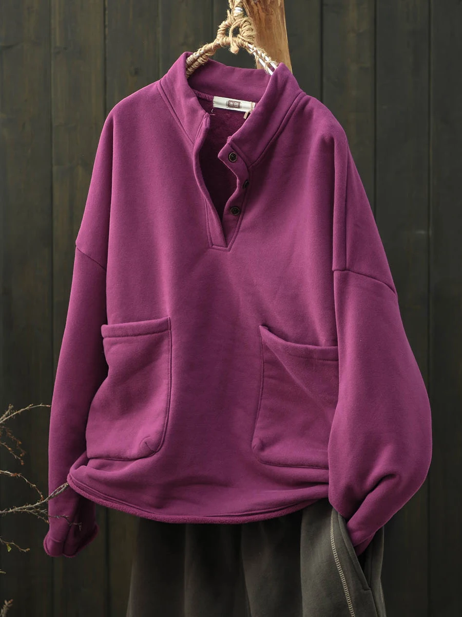 Thickened Fleece Hoodie Loose Fit Long Sleeve Stand Collar Casual Warm Outerwear for Women Autumn Winter Artistic Style
Thickened Fleece Hoodie Loose Fit Long Sleeve Stand Collar Casual Warm Outerwear for Women Autumn Winter Artistic Style