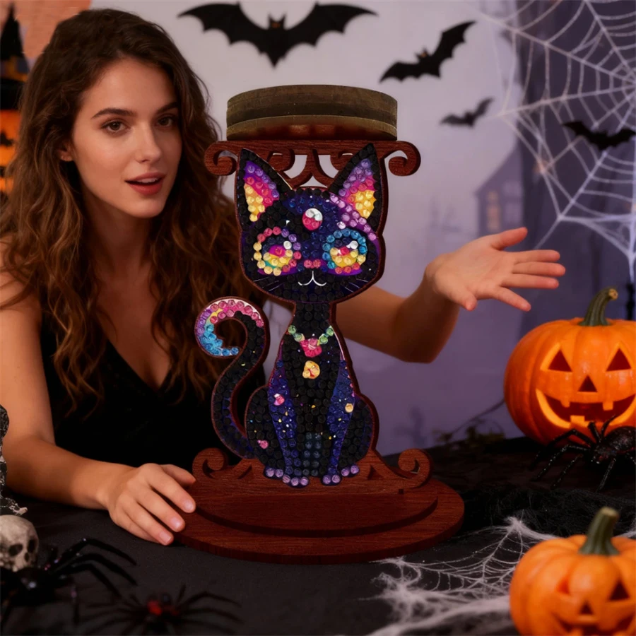 Black Cat Tabletop Candlestick Holder Ornaments Aromatherapy Candle Holder 5D DIY Diamond Art Mini Candle Holder for Home Decor
Black Cat Tabletop Candlestick Holder Ornaments Aromatherapy Candle Holder 5D DIY Diamond Art Mini Candle Holder for Home Decor