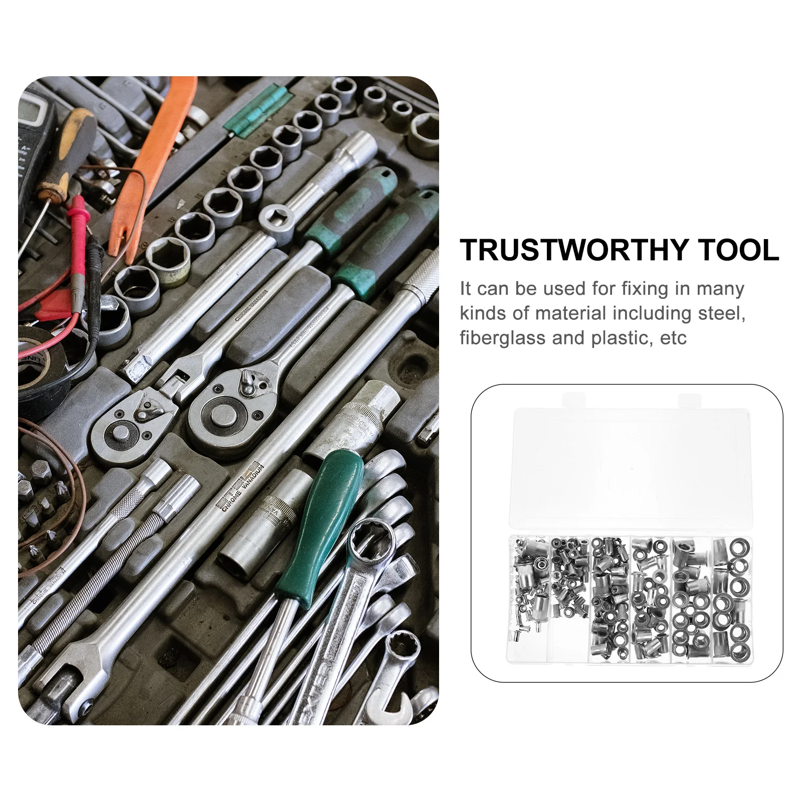 190Pcs Rivet Nut Zinc Flat Head Insert Rivnuts Assortment Steel Fiberglass Plastic Fixing Kit High Efficiency Nut Assortment
190Pcs Rivet Nut Zinc Flat Head Insert Rivnuts Assortment Steel Fiberglass Plastic Fixing Kit High Efficiency Nut Assortment
