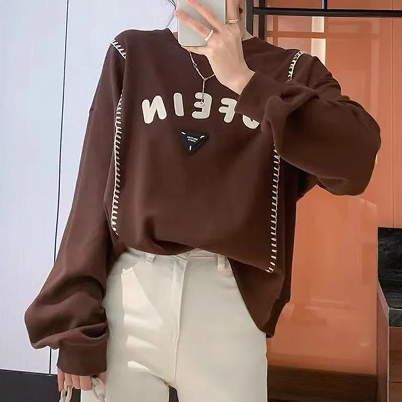 Autumn Winter Thin Casual Letter Printed Long Sleeve Sweatshirts for Female Fashion Loose Patchwork Round Neck Pullovers Tops
Autumn Winter Thin Casual Letter Printed Long Sleeve Sweatshirts for Female Fashion Loose Patchwork Round Neck Pullovers Tops