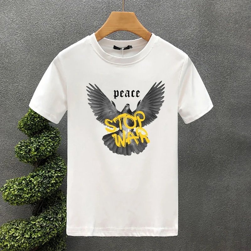Men's Casual Short Sleeve T-shirt Stop War Dove of Peace Print Man Design Tees Vintage Trendy High Quality Cotton Tops for Male
Men's Casual Short Sleeve T-shirt Stop War Dove of Peace Print Man Design Tees Vintage Trendy High Quality Cotton Tops for Male