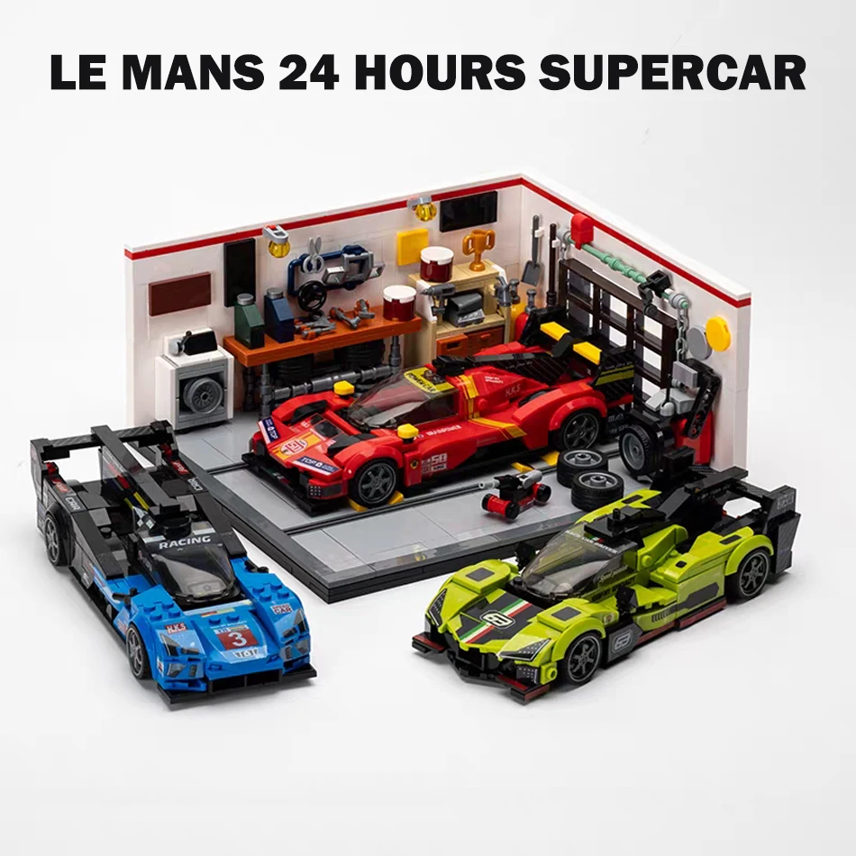 MOC City Speed Champions Le Mans 24 Hours Supercar Garage Scene Building Blocks Sports Car Vehicle Bricks Toys Kids Adults Gifts
MOC City Speed Champions Le Mans 24 Hours Supercar Garage Scene Building Blocks Sports Car Vehicle Bricks Toys Kids Adults Gifts