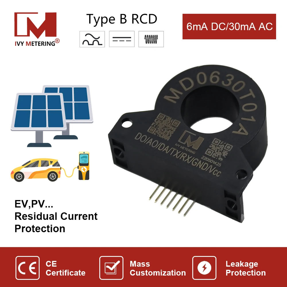 MD0630T01A Тести EMC EVSE RCM Датчик переменного тока 30 мА постоянного тока 6 мА УЗО Тип B Устройство остаточного тока
MD0630T01A Тести EMC EVSE RCM Датчик переменного тока 30 мА постоянного тока 6 мА УЗО Тип B Устройство остаточного тока
