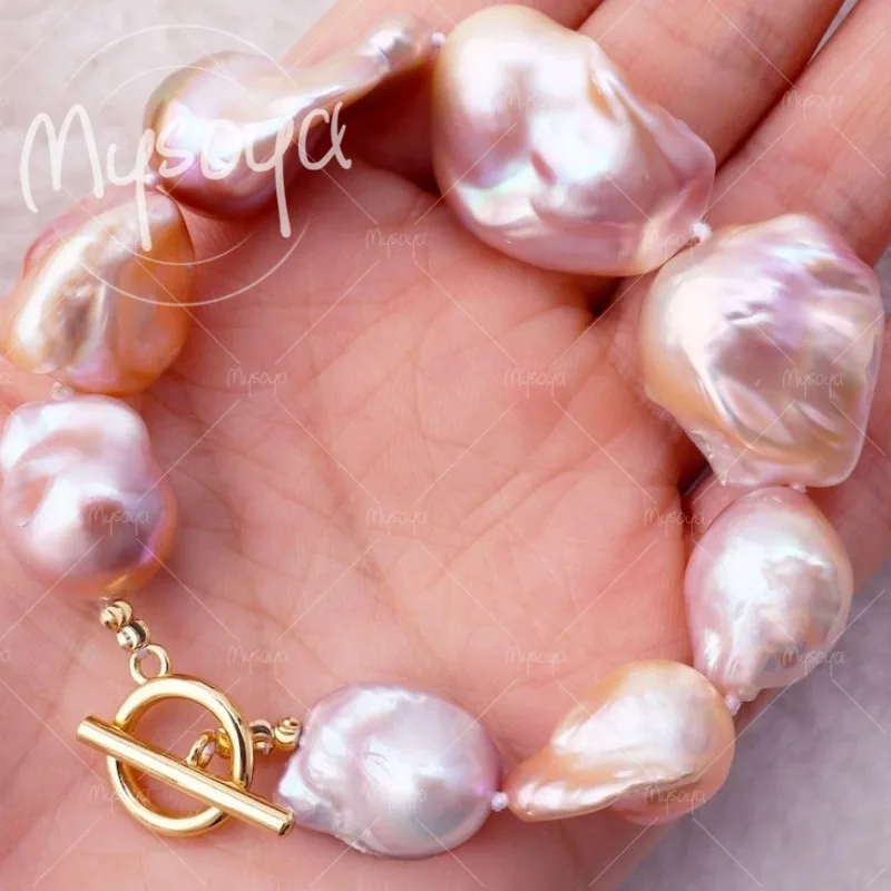 MYSOYA 12-14mm Glow Pink Purple Baroque Freshwater Pearl Bracelet, with Gift Box, for Him/ Her, for Birthday/ Wedding Gift A0376
MYSOYA 12-14mm Glow Pink Purple Baroque Freshwater Pearl Bracelet, with Gift Box, for Him/ Her, for Birthday/ Wedding Gift A0376