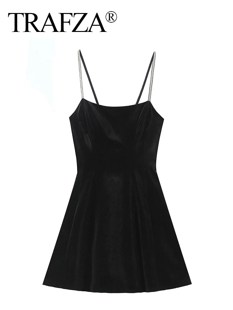TRAFZA Women Fashion Sexy Slim Fit A-Line Velvet Mini Dress Female Summer Chic Elegant Back Zipper Sleeveless Suspender Dress
TRAFZA Women Fashion Sexy Slim Fit A-Line Velvet Mini Dress Female Summer Chic Elegant Back Zipper Sleeveless Suspender Dress