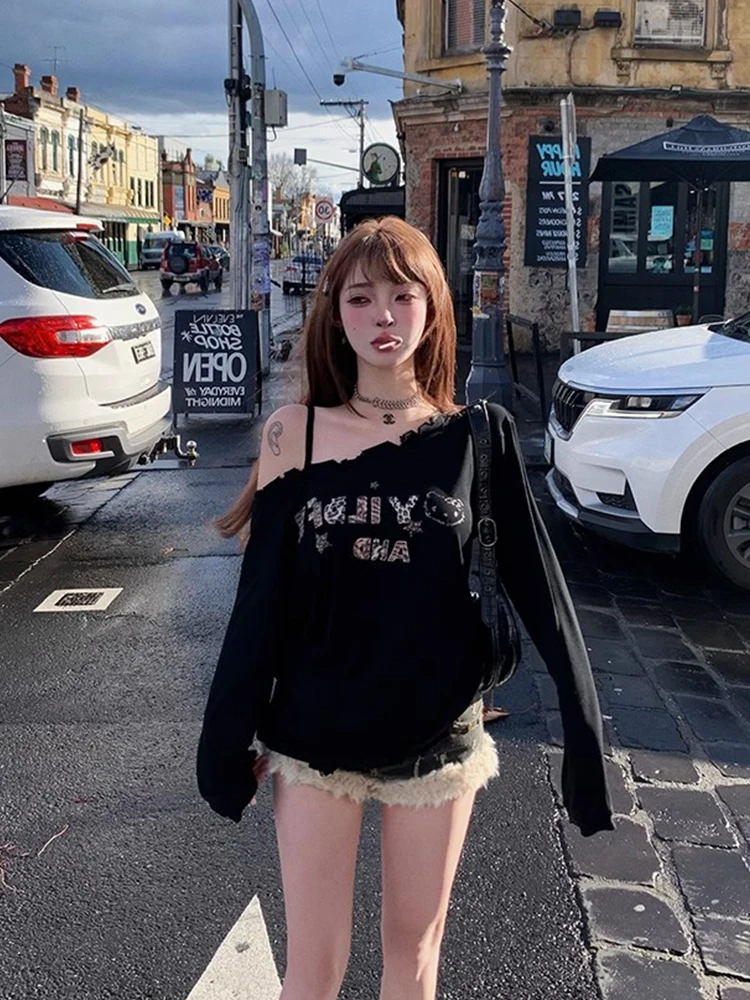 American Style Hot Girl Kitty Long Sleeve Shoulder Baring T-Shirt Sweatshirt Women Early Autumn New Design Unique Top
American Style Hot Girl Kitty Long Sleeve Shoulder Baring T-Shirt Sweatshirt Women Early Autumn New Design Unique Top